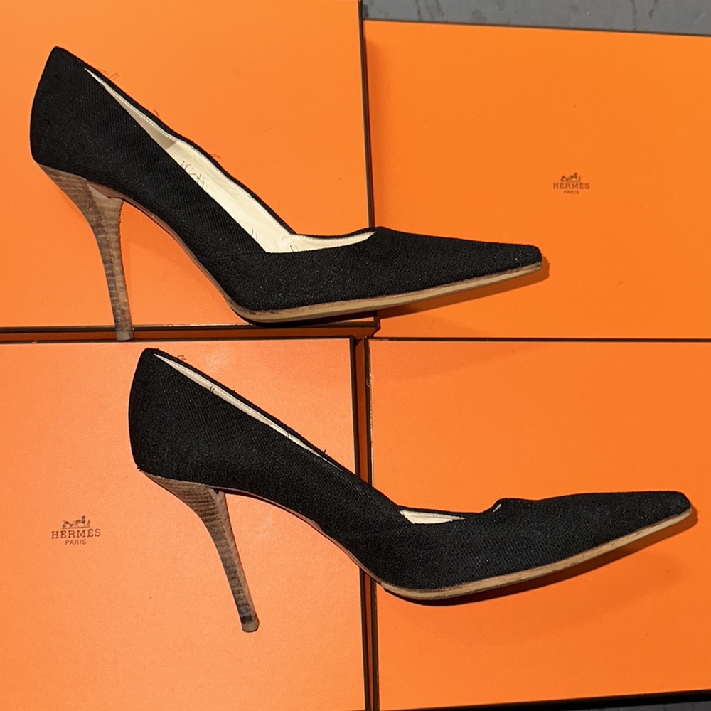 Miu Miu Black Canvas Heels - image 3